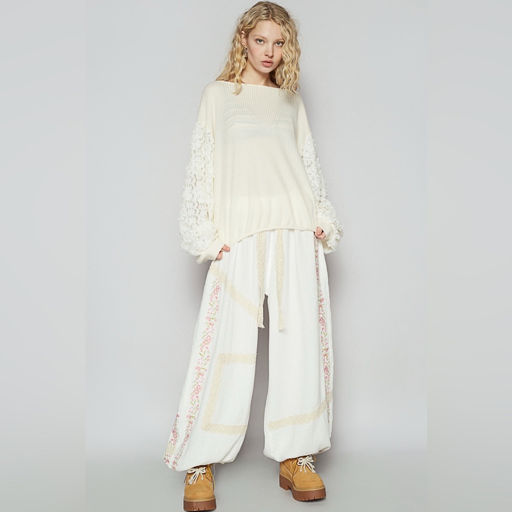 POL Lace Sleeve Open Back Thermal Top - S M L - Picture 5 of 5